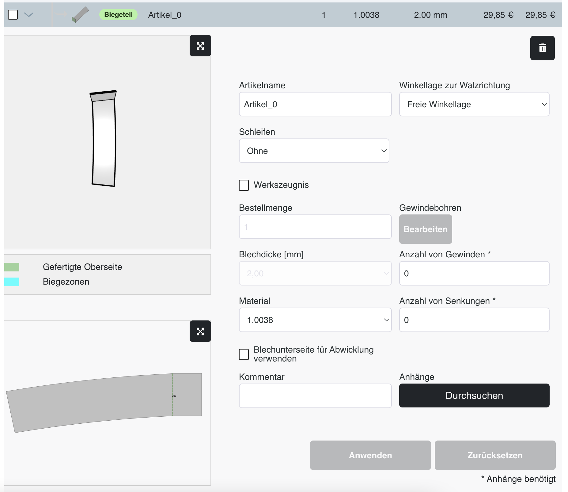 LASIFY Online-Shop Parameter